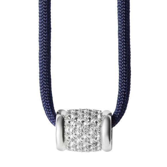 YVES LAB WHITE SAPPHIRE PARACORD NECKLACE, MARINE AND SILVER - Picture 5 of 10